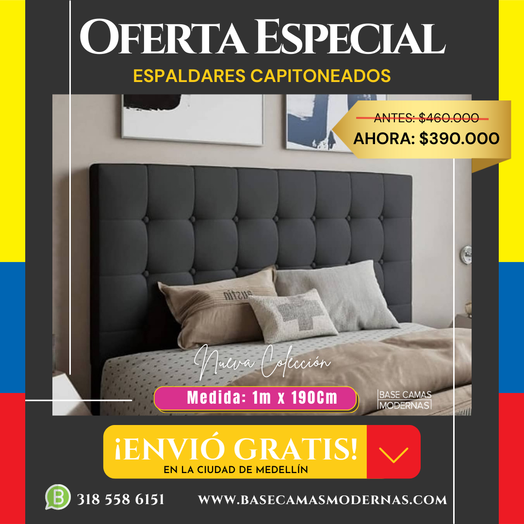 #colchones #colchonesmedellin #basecamas #basecamasmedellin #camas #camasmedellin #camasmodernas #basecamasmodernas #espaldares #espaldaresdecamas #muebles